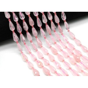 Бусины из розового кварца капля гр.8*16мм, 38см, 20 бусин