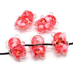 Бусина Мишка 27*34мм цвет коралловый, 1шт (иск.)