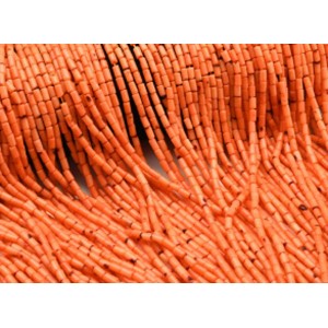 Бусины из коралла (имитация) цилиндр 3*5мм цвет оранжевый, 38см, 74 бусины