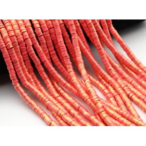 Бусины из каучука Африканские с напылением диски 6мм*0,9-1,2мм, цвет коралловый, 39см (иск.)