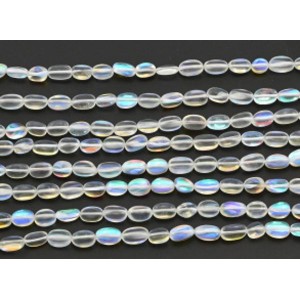 Бусины из опала синтетического галтовка 7*10мм цвет белый хамелеон, 38см, 38 бусин