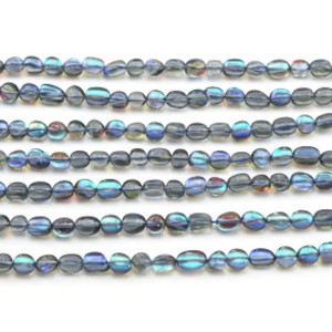 Бусины из опала синтетического галтовка 7*10мм цвет синий хамелеон, 38см, 37 бусин