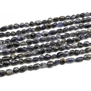 Бусины из иолита галтовка 7*9мм, 38см, 39 бусин