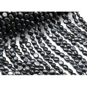 Бусины из соколиного глаза галтовка 9*10мм, 38см, 37 бусин