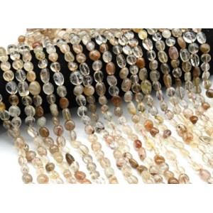 Бусины из рутилового кварца (волосатик) галтовка 8*10мм, 37см, 42 бусины