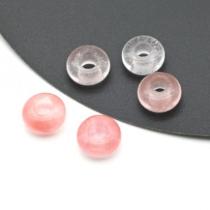 Бусина - бублик для швенз из халцедона розового 10*5мм, 1шт (иск.)