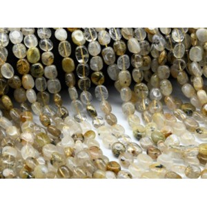 Бусины из рутилового кварца (волосатик золотой) галтовка 9*11мм, 39см, 35 бусин