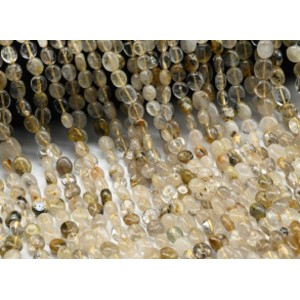 Бусины из рутилового кварца (волосатик золотой) галтовка 8*9мм, 40см, 48 бусин