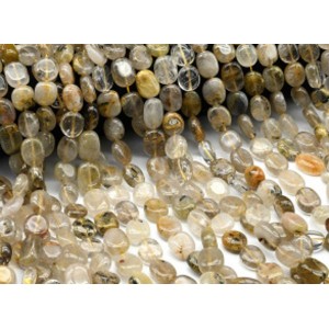 Бусины из рутилового кварца (волосатик золотой) овал 12*14мм, 39см, 27 бусин
