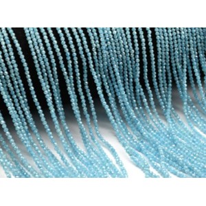 Бусины из фианита шарик гр.2мм цвет голубой, 37см, 190 бусин (иск.)