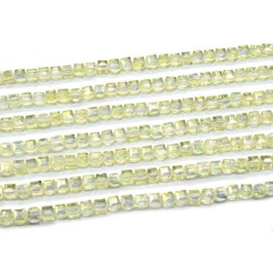 Бусины из циркона кубик гр.6*6мм цвет лимонный хамелеон, 39,5см, 66 бусин (иск.)