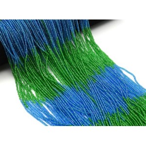 Бусины из циркона шарик гр.2мм цвет сине-зеленый, 36см, 200 бусин (иск.)