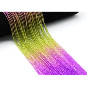 Бусины из циркона шарик гр.2мм цвет оливково-лиловый, 36см, 180 бусин (иск.)