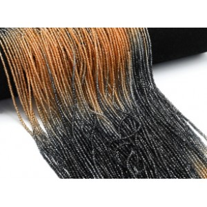 Бусины из циркона шарик гр.2мм цвет оранжево-черный, 36см, 182 бусина (иск.)