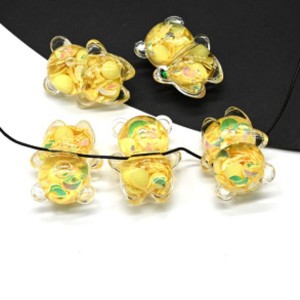 Бусина Мишка 27*34мм цвет желтый, 1шт (иск.)