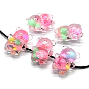 Бусина Мишка 27*34мм цвет розовый, 1шт (иск.)