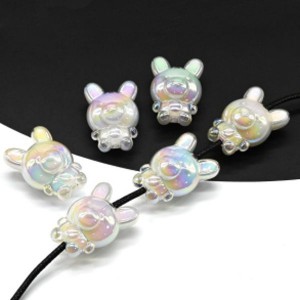 Акриловые бусины в форме Зайца 23*35мм цвет белый, 1шт (иск.)