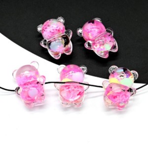 Бусина Мишка 27*34мм цвет малиновый, 1шт (иск.)