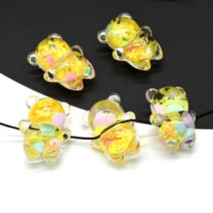 Бусина Мишка 27*34мм цвет желтый, 1шт (иск.)