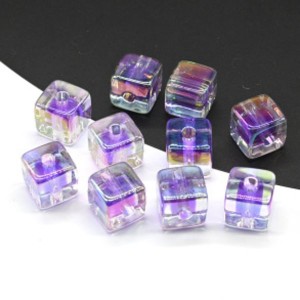 Набор бусин Кубики 13*13мм цвет сиреневый, 10шт (иск.) Набор бусин Кубики 13*13мм цвет сиреневый, 10шт (иск.)