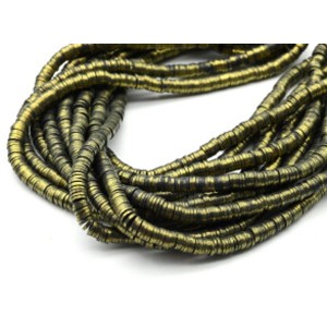Бусины из каучука Африканские с напылением диски 6мм*0,9-1,2мм, цвет черный, 39см (иск.)