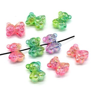 Акриловые бусины в виде Мишек 15*18мм цвет ассорти, 9шт (иск.)
