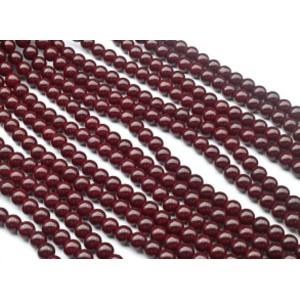 Бусины стеклянные шарик 8мм цвет вишневый, 37,5см, 50 бусин (иск.)