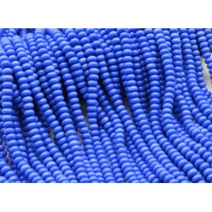 Бусины стеклянные рондель 8мм цвет васильковый, 37см, 75 бусин (иск.)