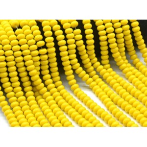 Бусины стеклянные рондель 8мм цвет желтый, 37,5см, 75 бусин (иск.)