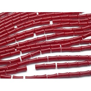 Бусины стеклянные косточка 12*6мм цвет красный, 40см, 32 бусины (иск.)