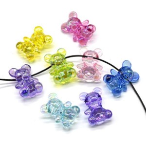 Акриловые бусины в виде Мишек 17*23мм цвет ассорти, 9шт (иск.)