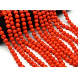 Бусины стеклянные шарик 10мм цвет оранжевый, 37см, 40 бусины (иск.)