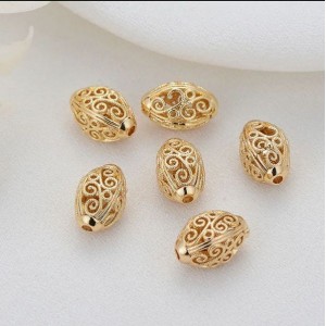 Бусина ажурная литая бочонок 12х7мм, цвет золото, отверстие 1.5мм