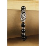 Браслет агат черный шарик 8мм, бусина ажурная 25мм