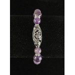 Браслет аметист шарик 8 и 10мм, бусина ажурная 25мм