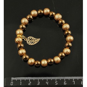 Браслет гематит тонир. коричневый шарик 8мм, акрил шарик 10мм, с подвеской