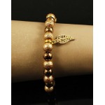 Браслет гематит тонир. коричневый шарик 8мм, акрил шарик 10мм, с подвеской