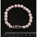 Браслет розовый кварц, майорка шарик 8мм, бусина ажурная 25мм