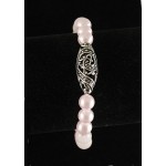 Браслет розовый кварц, майорка шарик 8мм, бусина ажурная 25мм