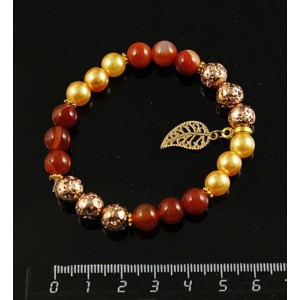 Браслет сердолик, лава, майорка (шарик 8мм), с подвеской
