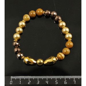 Браслет яшма песочная, гематит, майорка, капли стекло огранка