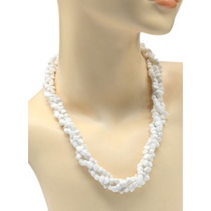 Бусы из агата белого (имитация) 3 нити кубик 6мм, 50см