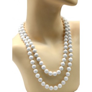 Бусы из агата белого (имитация) шарик 10мм, 110см