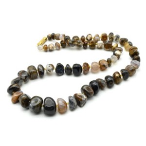 Бусы из Агата мохового галтовка, 51см, 50г