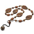 Бусы с подвеской из агата тибетского овал 22*33мм, 57см