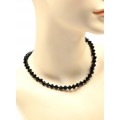 Бусы из агата черного (имитация) огранка 8*8мм, 40см