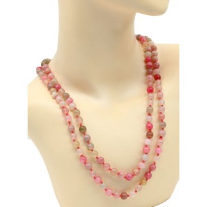 Бусы 110-120см из агата тонированного шарик 8мм цвет розовый