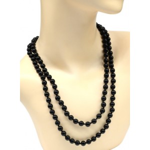 Бусы 120см шарик 8мм из агата черного (имитация)