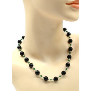 Бусы из агата шарик 10мм с цирконами, 47см Бусы из агата шарик 10мм с цирконами, 47см