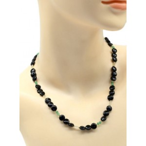 Бусы из агата круг 8мм с цирконами, 47см